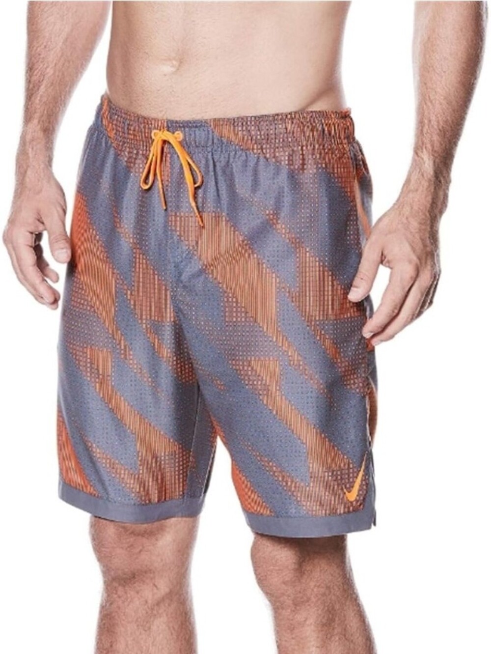 Nike Men's 9" Tidal Flow Horizon Swim Trunks Gray Orange Size Large